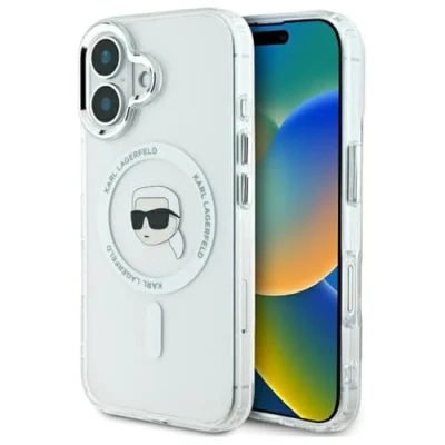 Abbildung von CG MOBILE Karl Lagerfeld KLHMP16MHLSKIH Hülle für iPhone 16 Plus 6.7&quot; Weiß hardcase IML Metal Head
