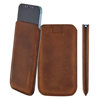 Abbildung von Suncase Original Leder Etui kompatibel mit Samsung Galaxy S24 5G Hülle Tasche Ultra Slim Ledertasche Schutzhülle Case (mit Rückzuglasche) in antik Coffee