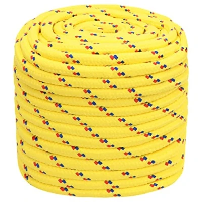 Abbildung von vidaXL Bootsseil Ankerleine Festmacher Tauwerk PP Leine Seil Tau Polypropylenseil Geflochten Flechtleine Gelb 16mm 50m Polypropylen