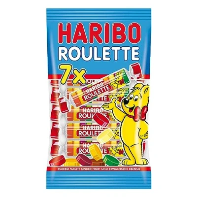 Abbildung von Haribo Roulette, Fruchtgummi, Gummibärchen, Weingummi, Süßigkeit, Tüte, 175g
