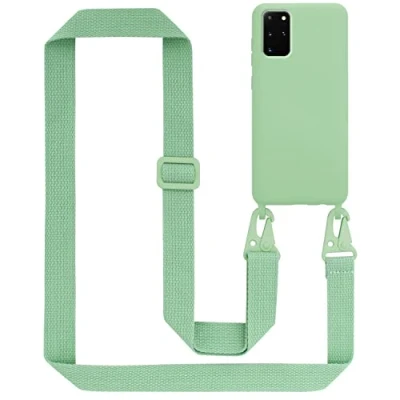 Abbildung von Cadorabo Handykette kompatibel mit Samsung Galaxy S20 Plus Schutzhülle TPU Liquid Silikon Case Necklace verstellbarem Band Kordel Etui Rundumschutz Hülle für in Grün