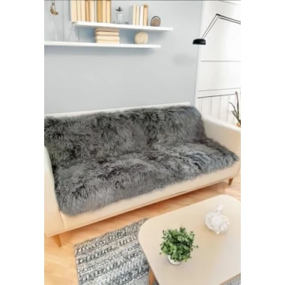 Abbildung von Lammfelldecke Tibet 180 x 120 cm Silber