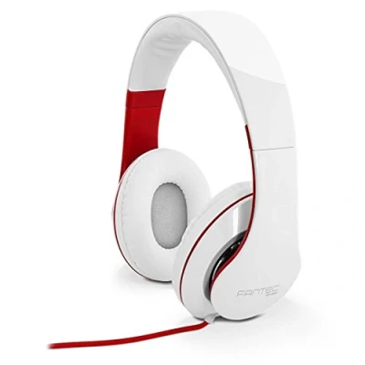 Abbildung von FANTEC SHP 250AJ Stereo HiFi Kopfhörer (mit Bügel, on Ear, 3,5 mm Klinkestecker, bassstark, große und weiche Ohrpolster) weiss/rot, 175 x 75 195 (B T H)