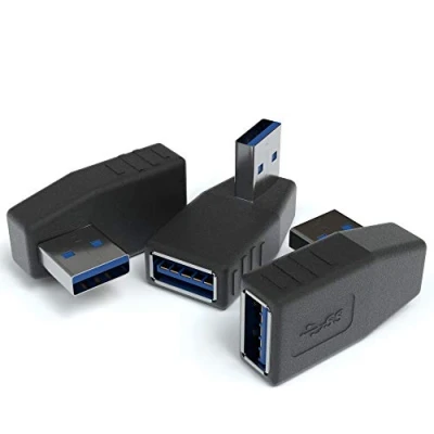 Abbildung von JAMEGA USB 3.0 Winkel Adapter Links 90 Grad Winkeladapter 3er Pack A Stecker zu Buchse Winkelstecker Kupplung kompatibel mit Allen Kabeln