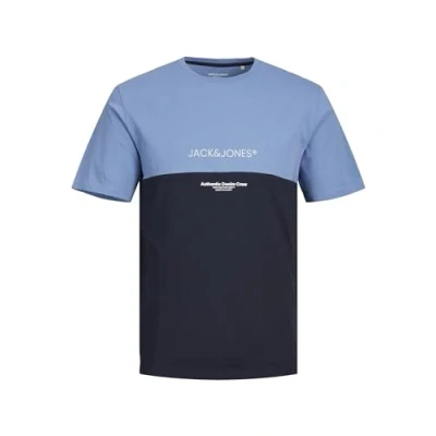 Abbildung von Jack &amp; Jones Ryder Blocking Kurzarm Tshirt print, Herren, Größe: Small, Hellblau