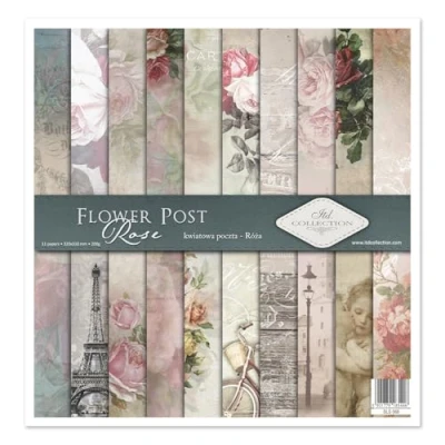 Abbildung von ITD Collection scrapbooking package 12x12 inches, paper, decorative decoupage, card making, paper size 310x320mm (SLS 068 Flower Post Rose)
