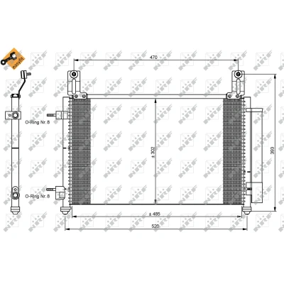 Abbildung von NRF EASY FIT 35796 Klimakondensator mit Trockner, Dichtring 11,8 Aluminium 480 CHEVROLET: Matiz