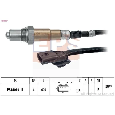 Abbildung von EPS 1.998.307 Lambdasonde mit Befestigungsmaterial Made in Italy OE Equivalent beheizt, Planarsonde, Gewinde vorgefettet RENAULT: CLIO 3