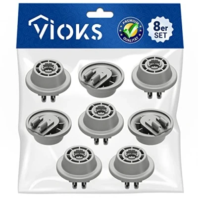 Abbildung von VIOKS 8 x Korbrollen Korbrollenset Spülmaschinen Rollen Ersatz für Bosch 00611475 Siemens 611475 Küppersbusch 436718 Unterkorb mit Rollenhalter Spülmaschine Geschirrspüler