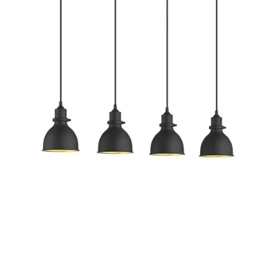 Abbildung von Lindby Hängeleuchte Jasminka, dimmbar, Leuchtmittel nicht inklusive, Industrielles Design, Metall, Schwarz, gold, 4 flammig, E27
