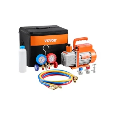 Abbildung von VEVOR Vakuumpumpe und Manometer Kit 3,5CFM HVAC Einstufige Unterdruckpumpe