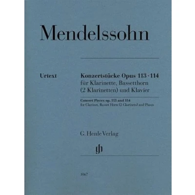 Abbildung von Konzertstücke op. 113 und 114 für Klarinette, Basetthorn (2 Klarinetten) Klavier: Besetzung: Kammermusik mit Blasinstrumenten (G. Henle Urtext Ausgabe)