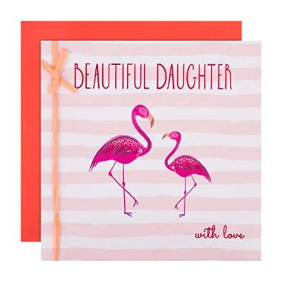 Abbildung von Hallmark Große Geburtstagskarte für Tochter modernes rosa Flamingo Design 25577258