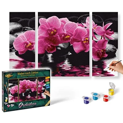 Abbildung von Schipper Malen nach Zahlen Meisterklasse Triptychon Orchideen, Made in Germany