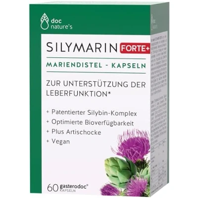 Abbildung von doc nature&#039;s Silymarin Forte Kapseln 60 Stück Unterstützung der Leber patentierter Silybin Komplex Nahrungsergänzung Mariendistel Artischocken Extrakt Vitamine Mineralstoffe