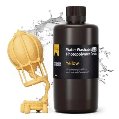 Abbildung von ELEGOO Resin Wasser Abwaschbar 2.0 1000g Gelb, Geringe Schrumpfung und Hohe Haltbarkeit 395 405 nm Schnelles Aushärten 3D Drucker Water Washable für MSLA/LCD/DLP