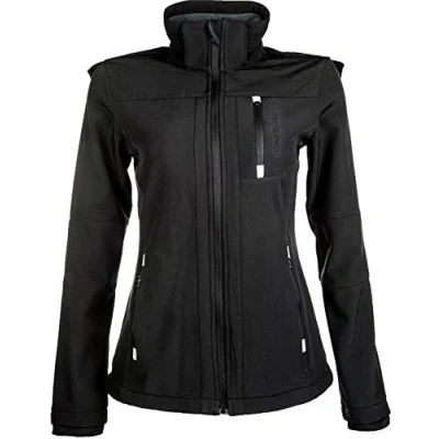 Abbildung von HKM 5273 Softshelljacke Sport, Damen Mädchen Jacke Regenjacke Kapuze, Schwarz (Black), M