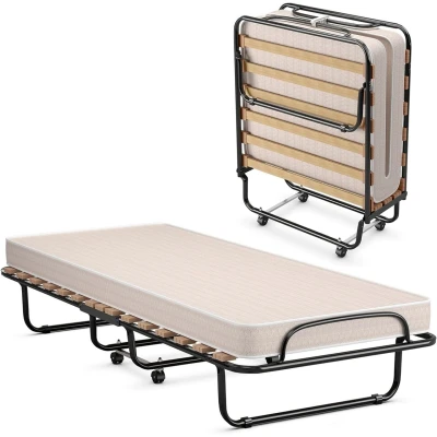 Abbildung von COSTWAY Gästebett klappbar 80x190cm auf Rädern, mit Matratze, bis 130kg