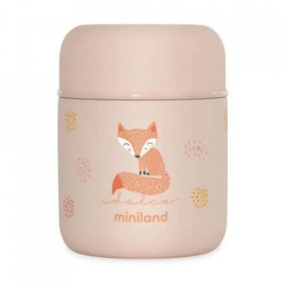 Abbildung von Miniland Food Thermy Mini Candy Isolierbehälter, 280 ml, doppelte Stahl Isolierschicht hält die Temperatur der Speisen stundenlang.