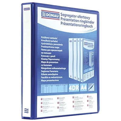 Abbildung von DONAU 2788404PL 10 Präsentationsringbuch Präsentationsordner Ringbuch Präsentation/Blau / 4 D Ring Mechanik DIN A4 Füllhöhe 40 mm/mit Taschen/ 1 Stück