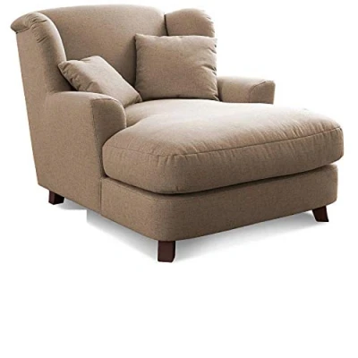 Abbildung von Cavadore XXL Sessel Assado / großer Polstersessel mit Holzfüßen und Sitzfläche Inkl. 2 Zierkissen 109 x 104 145 Flachgewebe Dunkelbeige