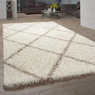Abbildung von Paco Home Hochflor Teppich Kalmar 441, rechteckig, Höhe: 40 mm, Scandi Design, Rauten Muster, weich &amp; kuschelig, Kundenliebling