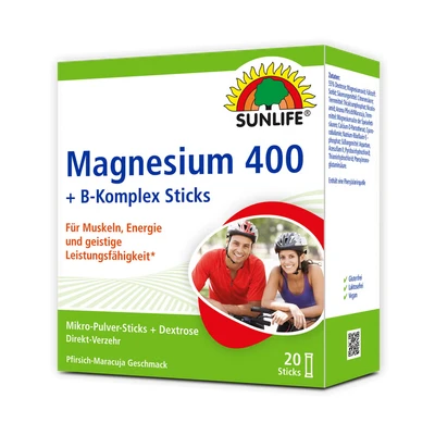 Abbildung von SUNLIFE SUNLIFE® Magnesium 400 B Komplex Sticks Pfirsich Maracuja Muskeln 1 x täglich den Inhalt eines direkt auf die Zunge geben und langsam im Mund zergehen lassen
