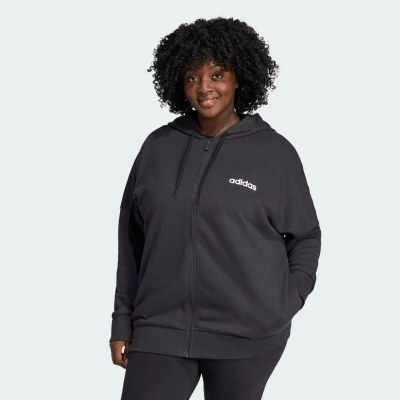 Abbildung von adidas Sportswear Essentials Linear FULL ZIP PLUS SIZE Sweatjacke, Damen, Größe: 50 52, Black white