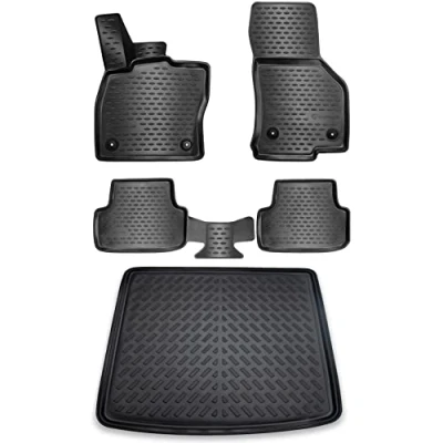 Abbildung von ELMASLINE 3D Gummimatten &amp; Kofferraumwanne Set für VW Golf 7 2012 2021 Zubehör Fußmatten Kofferraum Passend für: Kombi