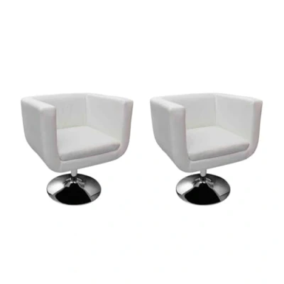 Abbildung von vidaXL 2 Stücl Set Lounge Sessel Ledersessel Weiß Drehstuhl Cocktailsessel