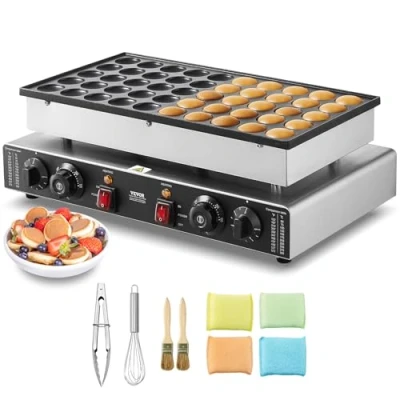 Abbildung von VEVOR mini Pfannkuchenmaker kommerzielle Dutch Pfannkuchen Maschine, 50 Stk., 43 mm Durchmesser, Dorayaki Backmaschine, 1700 W, duale Temperatur und Zeitregelung, in Küchen Restaurant