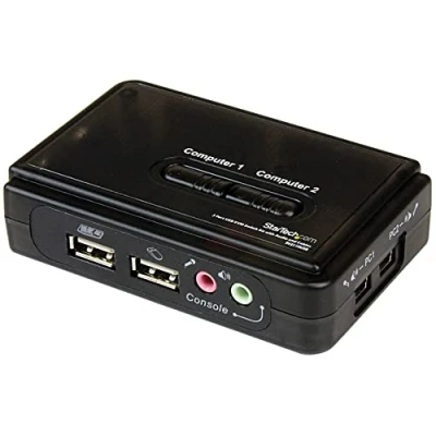 Abbildung von StarTech.com 2 Port USB KVM Switch Kit mit Audio und Kabeln fach VGA Desktop Umschalter inkl. Kabel