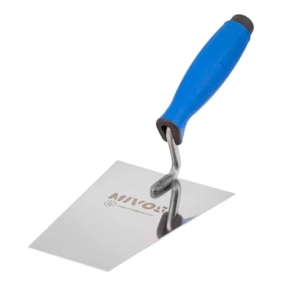 Abbildung von Mivos Edelstahl Trapezkelle 160 x 75 mm Rostfreie Maurerkelle mit Gummigriff Stuckateur Kelle für Mauererarbeiten Glättekelle Made in EU