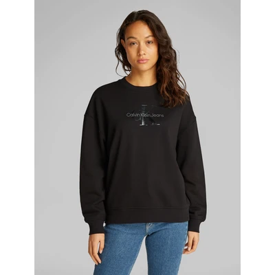 Abbildung von Calvin Klein Jeans Glossy Monologo Regular Crewneck Sweatshirt, Damen, Größe: Small, Black