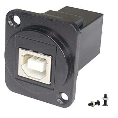 Abbildung von QIANRENON USB B zu A D Panel Connector,USB 2.0 Datenanschluss Lötfreie Buchse, Buchse Konverter Datenübertragungsanschlüsse für Audio Video Optoelektronisches Netzwerk,Schwarz