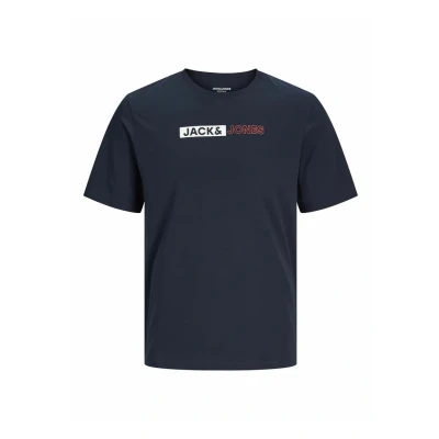 Abbildung von Jack &amp; Jones LOGO Tshirt print, Herren, Größe: 4XL, Navy blazer