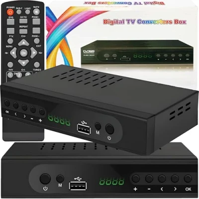 Abbildung von Retoo DVB T2 Receiver mit HDMI Full HD 1080p, Digital Empfänger H.265 HEVC, Kabel USB, Mediaplayer PVR, SCART, Terrestrischer Decoder, Fernbedienung, Schwarz