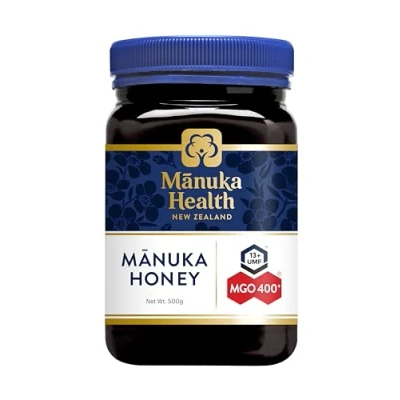 Abbildung von Manuka Health Honig MGO 400+ 500g, hergestellt und abgefüllt in Neuseeland mit zertifiziertem Methylglyoxal Gehalt, natürlicher von der Manukapflanze, 100% Manuka, vegetarisch
