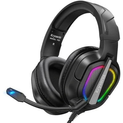 Abbildung von Krysenix PG2 RGB Gaming Headset für PS4/PC/Xbox/Nintendo Switch, PS5 mit Mikrofon, Kopfhörer Noise Cancelling 3.5mm Klinke Schwarz