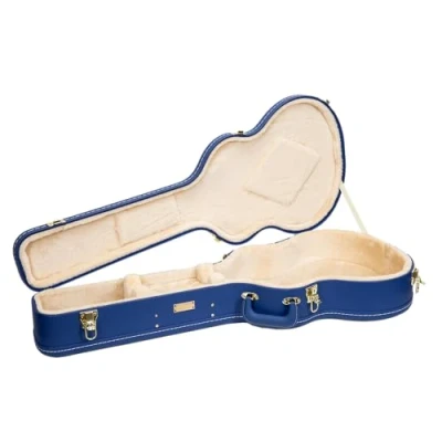 Abbildung von Crossrock Designer Series Holzetui für OM/000 14 Fret Akustikgitarre Sicherheitsschloss, Metallfüße, Stauraum Lebhaftes Blau(CRW520OMVB)