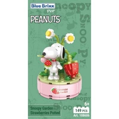 Abbildung von BlueBrixx Pro 108606 Snoopy Garten „Erdbeeren im Topf“ aus Klemmbausteinen mit 149 Bauelementen
