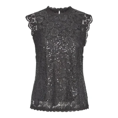 Abbildung von pieces Spitzentop PCOLLINE SL LACE SEQUINS TOP NOOS