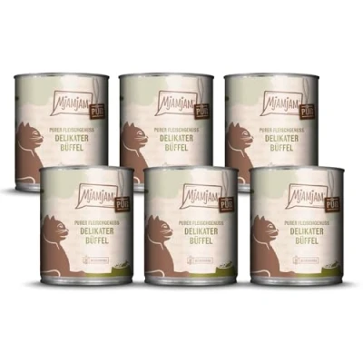 Abbildung von MjAMjAM Premium Nassfutter für Katzen Purer Fleischgenuss delikater Büffel pur, 6er Pack (6 x 800g), getreidefrei mit extra viel Fleisch
