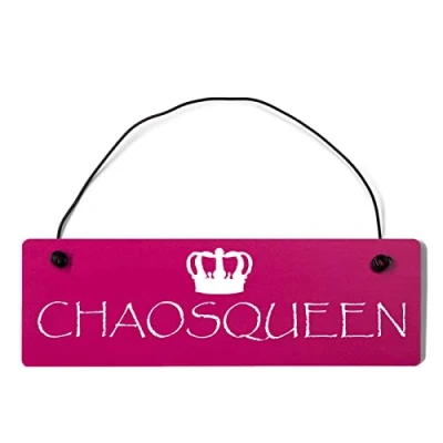Abbildung von Homeyourself Chaosqueen Dekoschild Türschild pink mit Draht