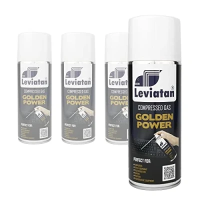 Abbildung von LEVIATAN Druckluftspray mit Sprühverlängerung 4 x 400ml Druckluft Dose PC Reinigung Compressed Air Can, Druckluftreiniger Duster Spray für Tastatur, Computer, Kamera, Handy
