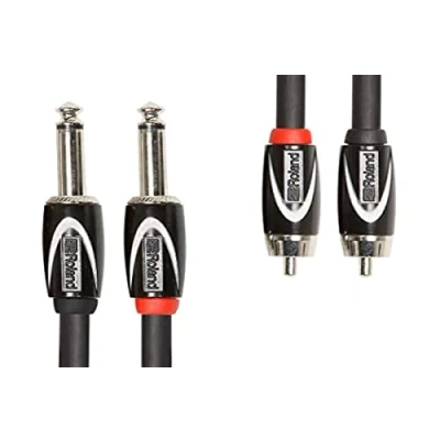 Abbildung von Roland Black Serie Dual Verbindungskabel 6,3 mm Klinke auf Cinch, Länge: 1,5m RCC 5 2R28