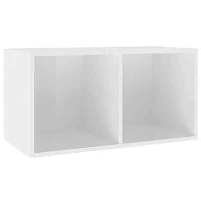 Abbildung von vidaXL Vinyl Aufbewahrungsbox mit 2 Fächern Box Aufbewahrung Kasten LP Schallplatten Sammlung Regal Hochglanz Weiß 71x34x36cm Holzwerkstoff