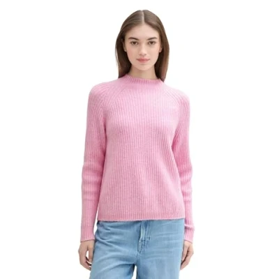 Abbildung von TOM Tailor Denim MIT Stehkragen Strickpullover, Damen, Größe: Large, Soft pink melange