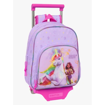 Abbildung von safta Unicorn Academy Kinderrucksack mit Trolley 705, ideal für Kinder verschiedener Altersgruppen, bequem und vielseitig, Qualität Widerstandsfähigkeit, 28 x 10 34 cm, Lila, M, Casual