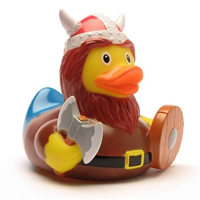 Abbildung von Wikinger Mann Quietscheente I Badeente Duckshop L: 8,5 cm inkl. Badeenten Schlüsselanhänger im Set